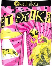 ETHIKA THE STAPLE - ALIEN ABDUCTING COW - Pink Boxer Briefs Size: Men's Small