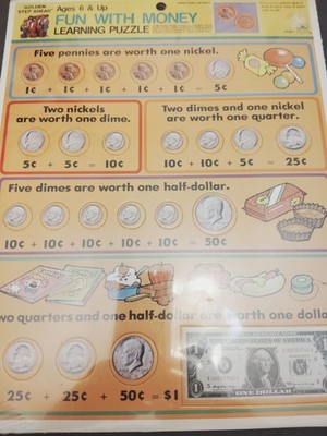 1985 Collectors Vintage Golden Step Ahead learning Puzzle Fun with Money (Z-200)