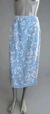 VTG Y2K Talbots Petite Blue Floral Irish Linen Blend Floral High Waisted Skirt 6