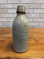 Antique 1800s GRISBAUM & KEHREIN Milwaukee Wis. Clay Stoneware Beer Bottle