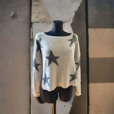Pullover Cardigan grau/naturweiss mit Sternen...