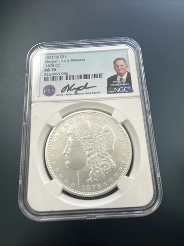 2023-CC Morgan Silver Dollar Fiji - "1878-CC" NGC MS70 / D. Ryder - No Reserve!