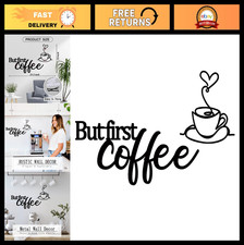 But First Coffee Sign Large Metal Coffee Bar Sign for Farmhouse Home Office Wall