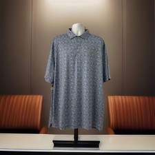 Johnnie-O Featherweight Polo Sz 2XLT Blue Fernando Print Lake Performance Shirt
