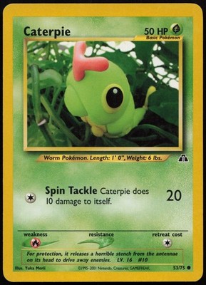Pokemon TCG CATERPIE 53/75 EX NEO DISCOVERY COMMON ENG UNLIMITED 2001