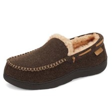 Men's Moccasin Slippers Memory Foam House Shoes, Indoor and 11 Felt Coffee