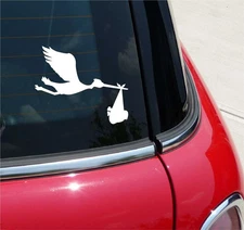STORK BABY BIRTH BIRTHDAY GRAPHIC DECAL STICKER ART CAR WALL DECOR
