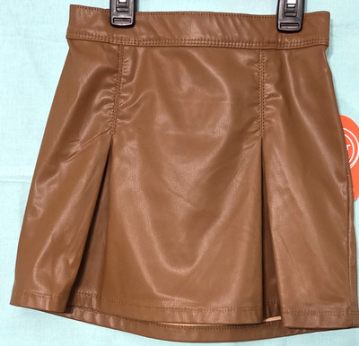 NWT Wonder Nation Girl's Children Faux Leather Brown Skirt Small 6-6X School