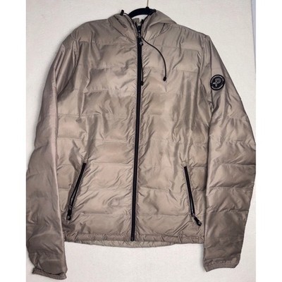 Pelle P Hooded Puffer Jacket Mens Size M Taupe 21157 Lightweight Quilted Sailing