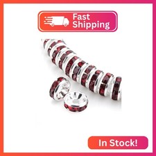 200pcs Adabele AAA Rhinestone Silver Rondelle Beads, 5mm, Siam Red