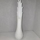 FENTON Stretch swung Vase 15” Hobnail Pedestal Milk Glass Vintage MCM
