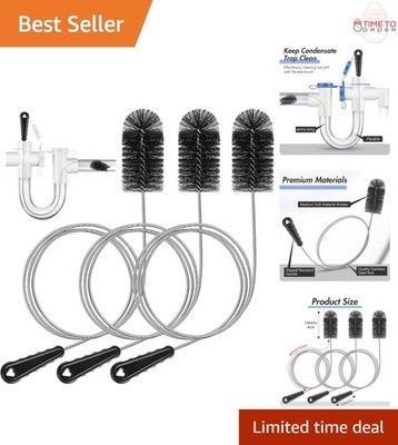 3 Pcs Condensate Drain Line Cleaning Brush 48 Inch Flexible Trap AC HVAC Tool