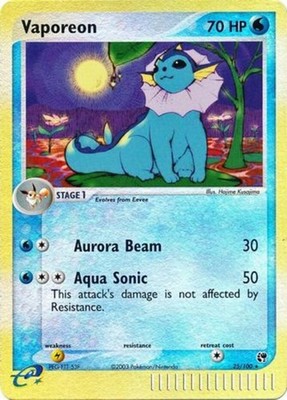 Moderate Play x 1 Vaporeon - 25/100 - Rare - Reverse Holo EX Sandstorm