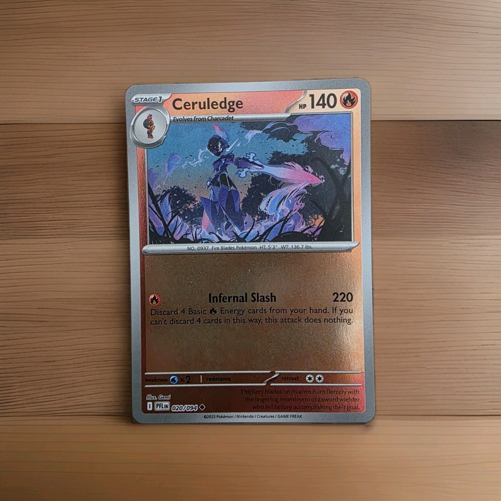 Ceruledge 020/094 - Reverse Holo - Pokémon TCG: Phantasmal Flames - M/NM