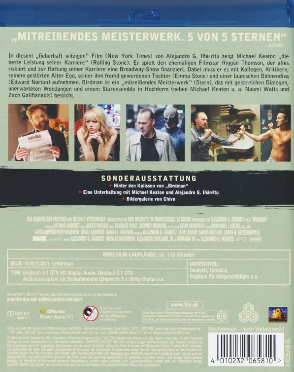 Birdman - Michael Keaton - Edward Norton - Blu-ray Disc - OVP - NEU - Bild 2 von 4