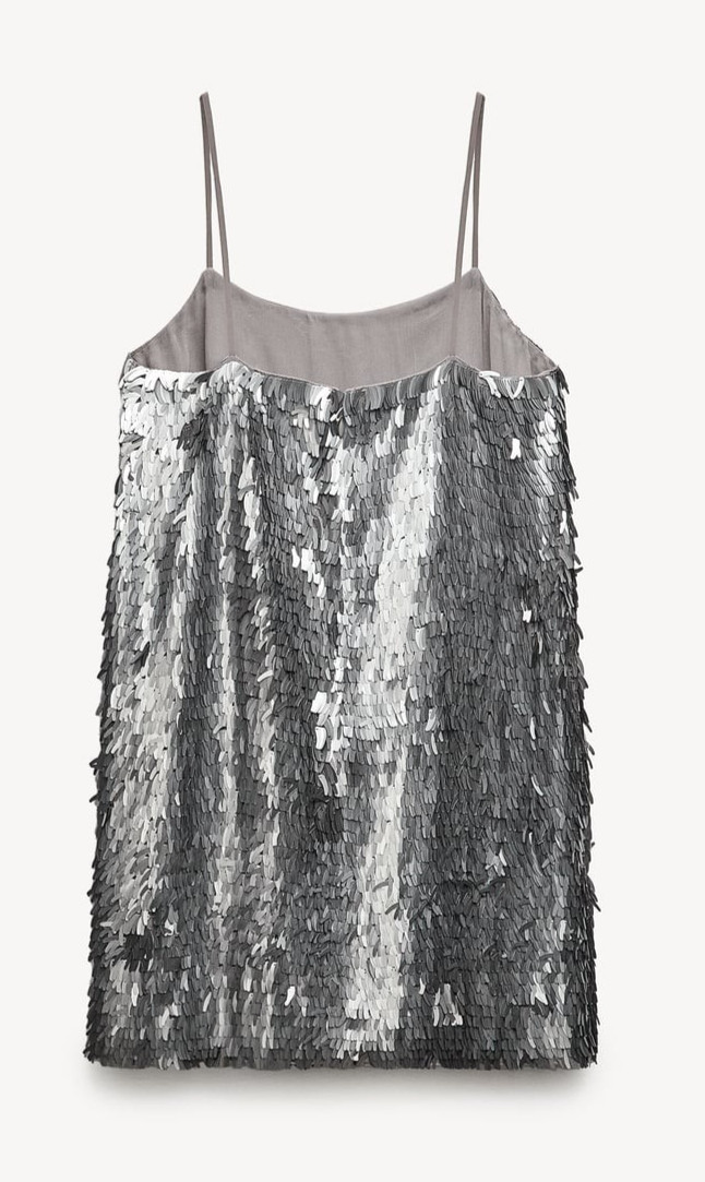 ZARA Ltd Edition ZW Collection Silver Sequin Mini Dress Size L, SOLD OUT, BNWT image 4