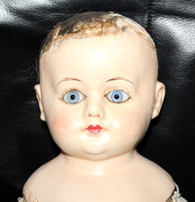 Creepy Antique Composition Doll Glass Eyes Halloween Prop or Repair 28"