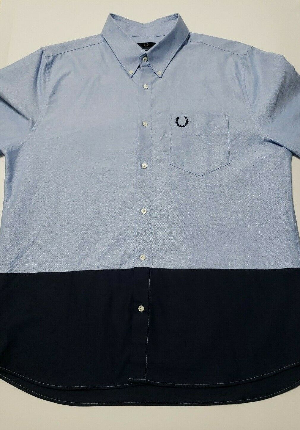 Fred Perry Mens 44 Blue Color Block Oxford Shirt - image 1