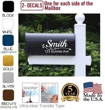 SET OF 2 - CUSTOM PERSONALIZED VINYL MAILBOX NUMBERS LAST NAME DECAL, Model 9