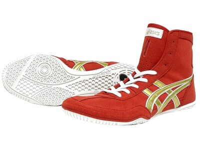 ASICS Boxing Wrestling Shoes Red Gold Line White 1083A001 EX-EO