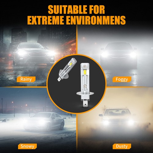 H1 LED Headlights Bulbs 10000K High Low Beams Kit Combo Super White Bright 4Pcs - Foto 11 di 12