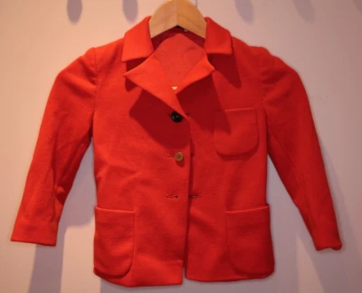 Vintage WOOLMARK Kinder Schurwolle Blazer rot doppelt geknöpft 116 Dachbodenfund - Bild 1 von 4
