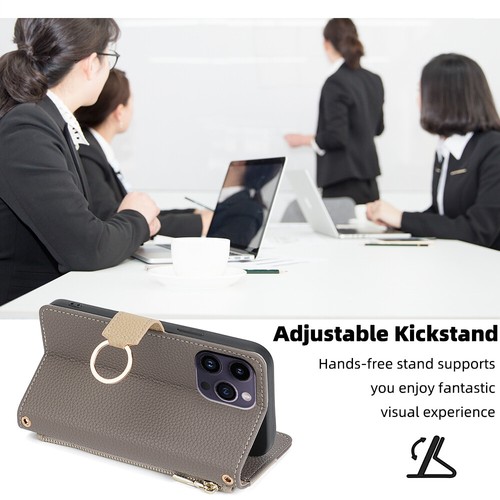 For iPhone 15 Pro Max 14 13 12 X 8 7 Crossbody Card Wallet Flip Stand Case Cover - Picture 3 of 43