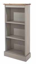 Premium Corona Grey Wash Solid Pine Bookcase Shelving Unit