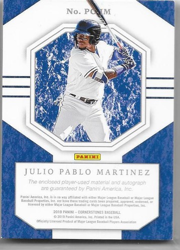 2019 Panini Cornerstone Prospect Quad Matte. AUTO #PCJM JULIO PABLO MARTINEZ 34/49 - Bild 3 von 3