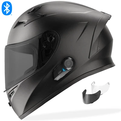 NEW GDM VENOM SUPERSONIC Bluetooth Motorcycle Helmet Matte Black S M L XL XXL - Image 1 of 4