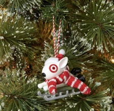 Target Wondershop - Sledding Bullseye Dog With Knit Scarf Christmas Ornament