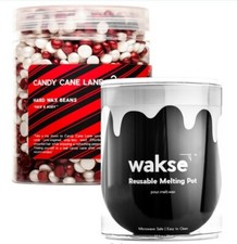 WAKSE candy cane lane hard wax beads  reusable melting pot for face  body, NEW