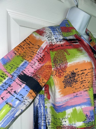 TravelSmith Sz Medium Bright L/S Multicolor Brushstroke Paisley Shirt EUC - Picture 4 of 9