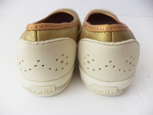 CCILU Oro Cobre & Marfil Manoletinas Planas Zapato Eur 38 Ee. Uu. 7M - Imagen 5 de 9