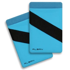 Alban 2 Stick On Phone BLUE Card Holder Stretchy Wallet RFID Blocking with Strap