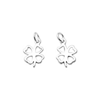 2 Sterlingsilber Mini Glück Klee Hohl Kleeblatt Schlicht Charm Anhänger Verpackt