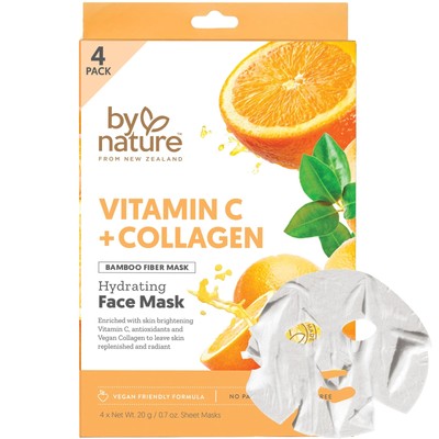 By Nature Hydrating Face Masks with Vitamin C + Collagen Made From Bamboo Fib...
