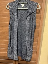 Chicos Long Vest Cardigan blue Sz 1
