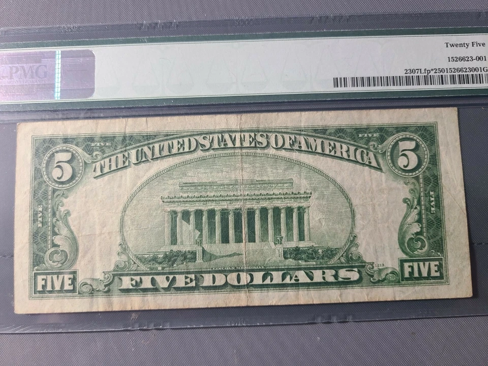 Very Rare $5 1934A North Africa Star Note Face Plate 307 PMG 25 - Image 2 of 2