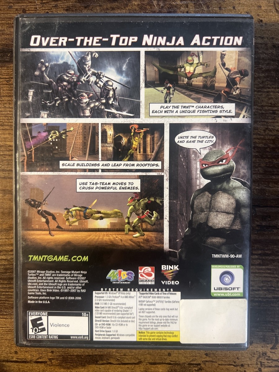 TMNT PC DVD-ROM Game 2007 Win XP/Vista/10 Ubisoft Teenage Mutant 