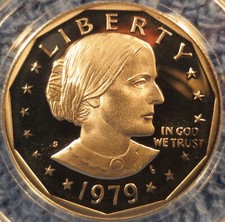 1979-S Type 2 Cameo Proof Susan B. Anthony dollars. Type 2 Clear "S".