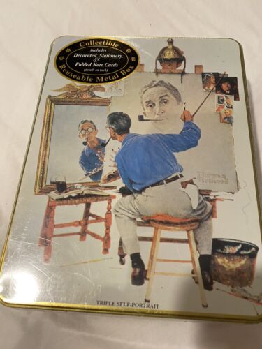New Sealed Saturday Evening Post Stationery Cards Metal Tin Collectable - Afbeelding 1 van 6