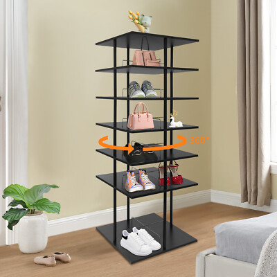 Rotating Shoe Rack 6-Tiers Storage Shelves 360 Degree Rotating Shoe Rack 24 Pair