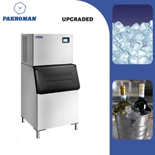 500lbs/24H Commercial Ice Maker Machine 1201W Good Compressor Large Storage Bin