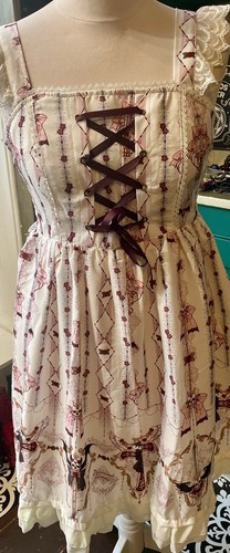 Diamond Honey Skull Gothic Lolita Print Dress - Size 8 BNWT - Picture 7 of 12