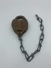 Vintage Chicago Milwaukee St. Paul & Pacific Railroad Hansl Padlock with Chain