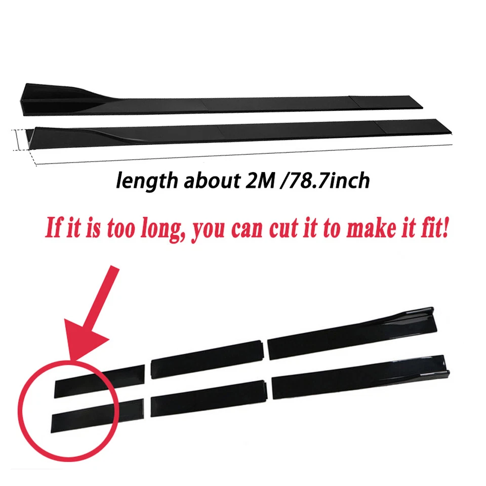 78.7" Side Skirts Extension Rocker Panels Lip For Honda Civic Del Sol 1993-1997 - Imagem 3 de 4