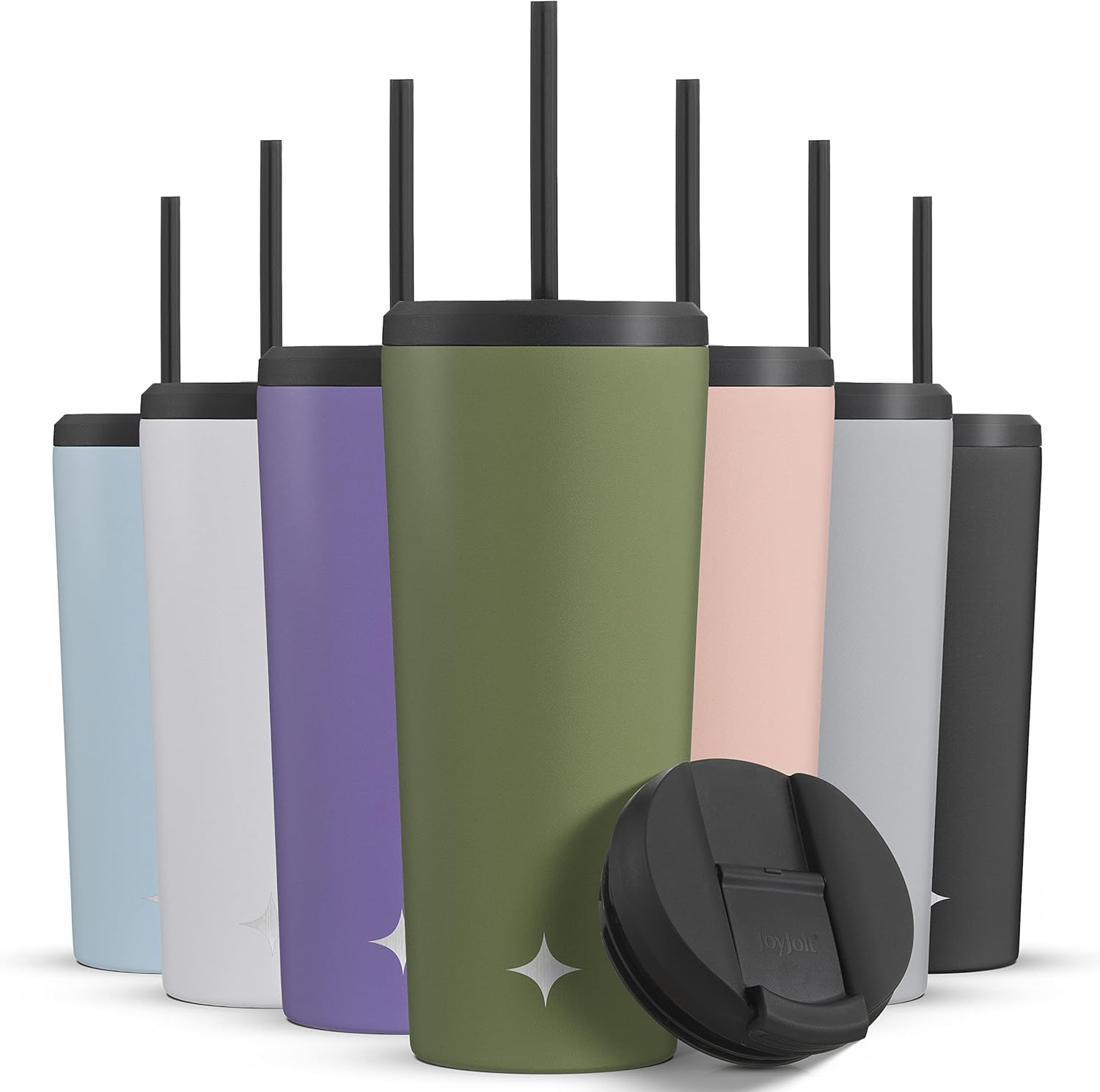 Vacuum Insulated 24 Oz Tumbler with Lid and Straw (2 Each) Vacuum Double Wall St