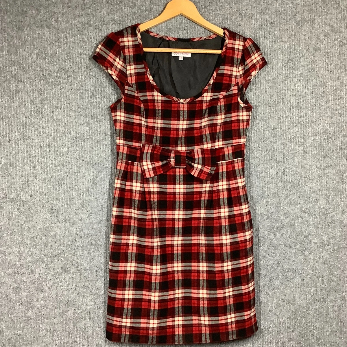 Matalan Be Beau Womens Red Plaid Smart Work Mini Dress 8 eBay