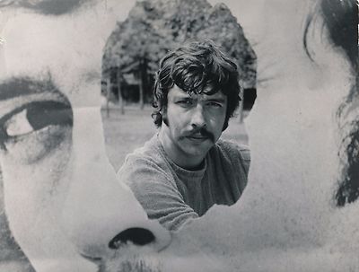 Music singer Gilles Dreu vintage film print photomontage